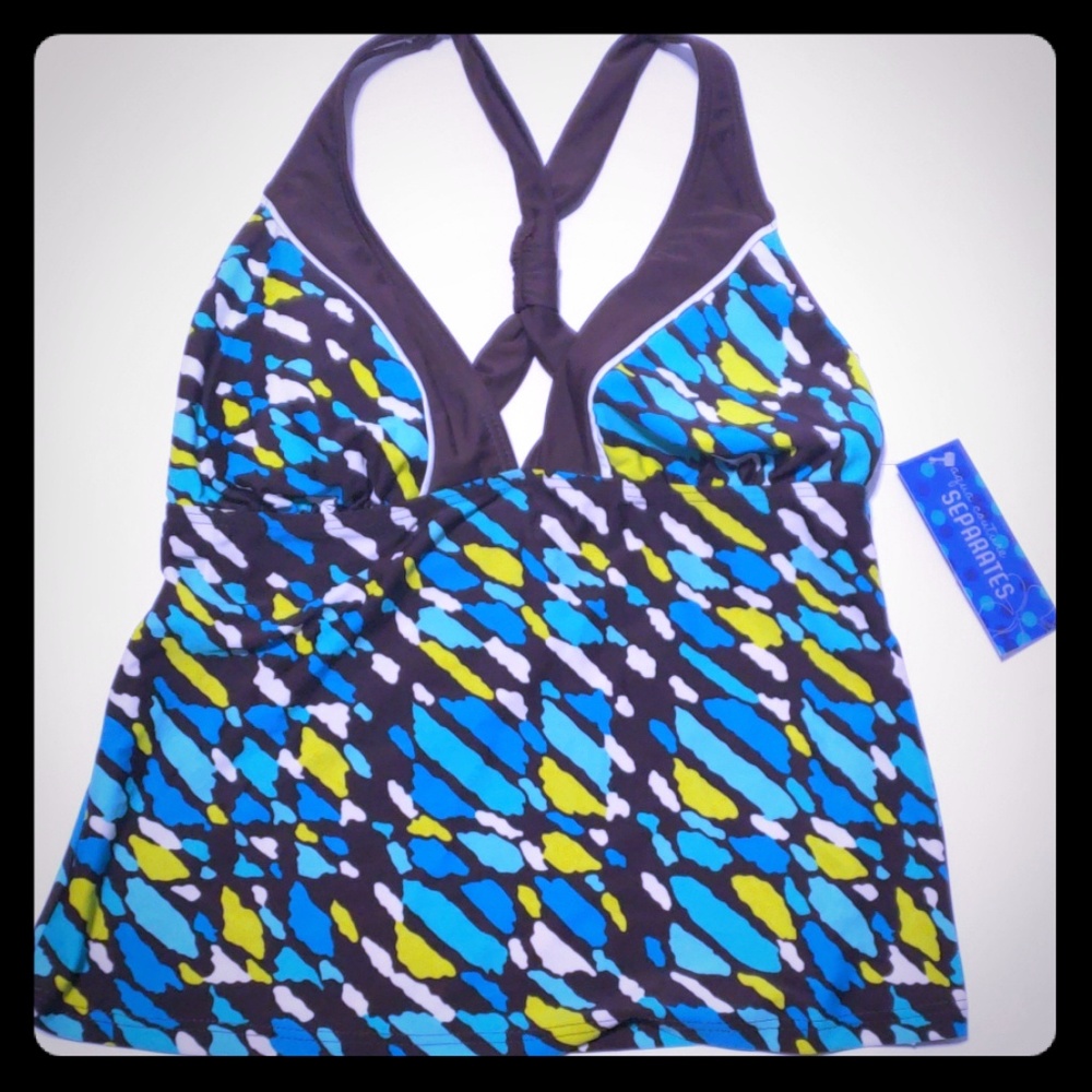 NWT Aqua Couture Tankini/Bikini Racerback Top-Sz 8
